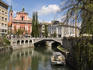Ljubjanica River and Franciscan Church of the Assumption.