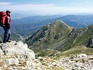 Bushwalker on Main Range overlooking The Sentinel.