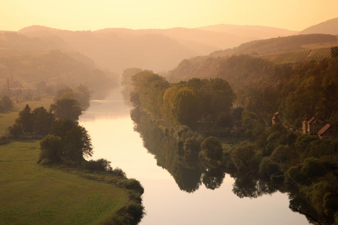 Vltava Moldau River from Karlstejn castle.