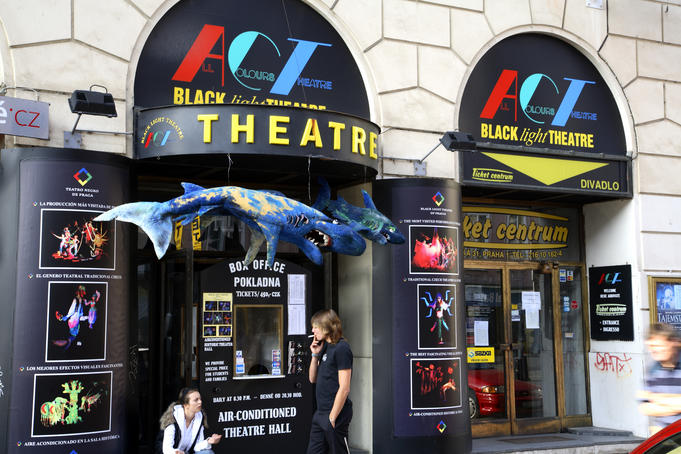 Black Light Theatre box office entrance.