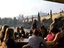 Outdoor restaurant overlooking the Vltava Moldau River.