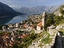 Old church on rocky mountain above town of Kotor.