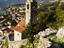 Old church on rocky mountain above town of Kotor.