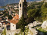 Old church on rocky mountain above town of Kotor.