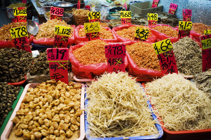 Chinese vegetables at market stall, Causeway Bay.