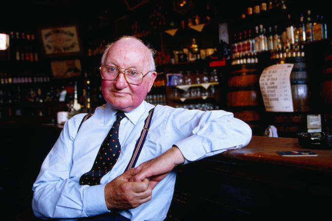 Once an undertakers now a fine pub. Publican Patrick J. Mulhall of Morriseys - Abbeyleix, County Laois