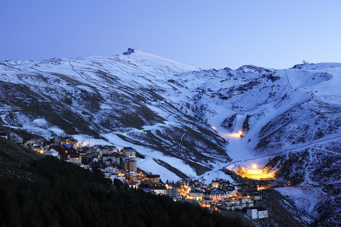 Sierra Nevada ski station and National Park with Veleta Peak in background.
