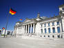 The Reichstag and German flags.