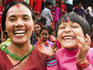 Mother and daughter at Woman's Day festivals in Durbar Square.
