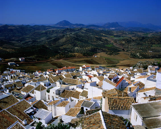 Overhead of village rooftops, Olvera