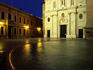 Cathedral of San Salvador (La Leo) on Plaza de la Seo at night.