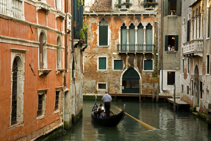 Gondola on canal in San Marco district.