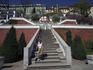 Tourists exploring gardens below Prague Castle, Hradcany.