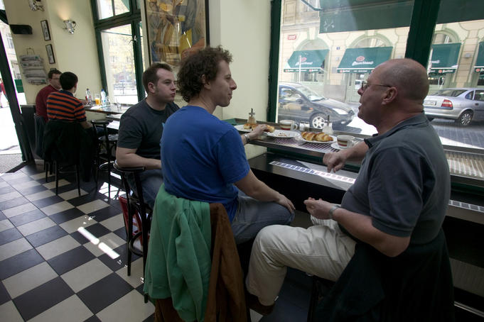 Customers inside Bakeshop Praha, Stare Mesto and Josefov.