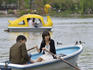 Couple taking a boat ride, Shinobazu Pond, Ueno.