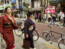 Women in kimonos shopping in Kagurazaka.