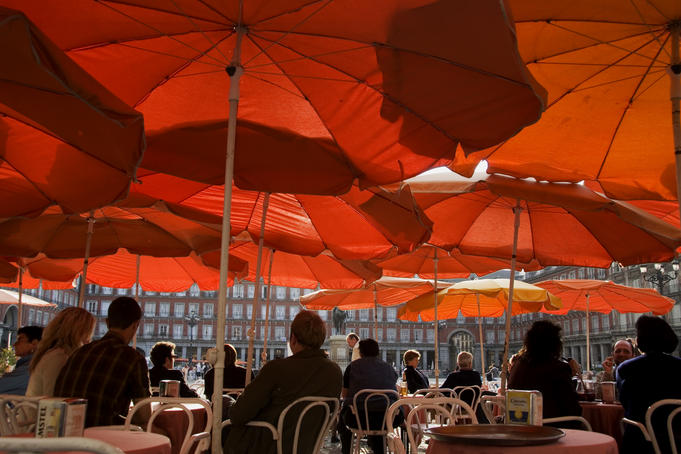 Outdoor cafes in Plaza Mayor, Madrid