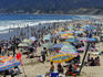 Crowd on Santa Monica Beach.