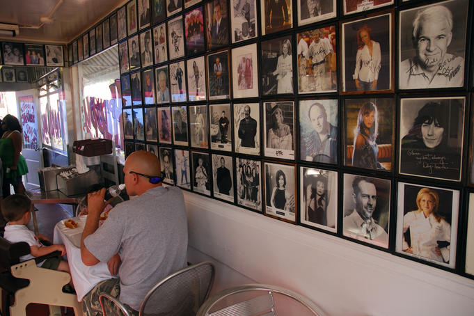 Pink's landmark hot dog stand, interior, Mid-City.