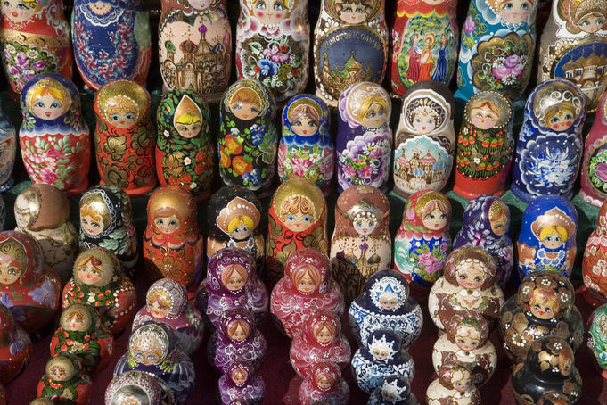Russian babushka stacking dolls.