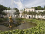 Fountains in parklands of Peterhof Grand Palace.