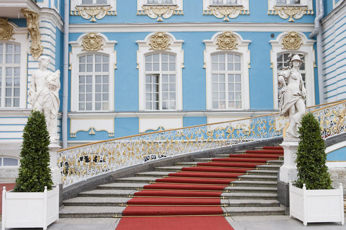 Red carpet leading to Catherine Palace, Tsarskoye Selo.
