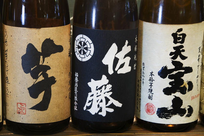 Beer bottles in the window of a restaurant, Kanto