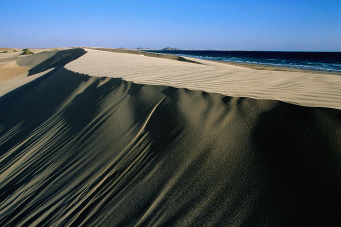 Coastal sand dunes on beach west of Mirbat.