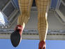 Model of woman's legs on side of building, Haight Street.