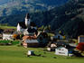 Overlooking the village church and buildings.