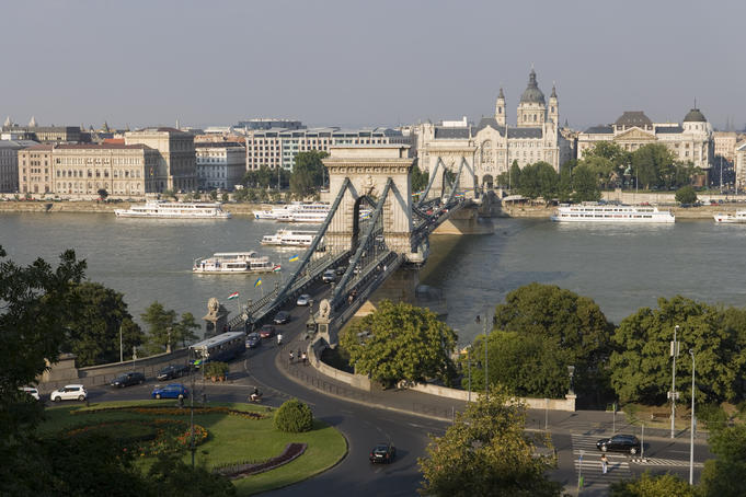 Szechenyi Chain Bridge from Castle Hill.