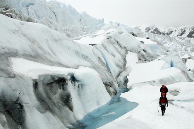 Hikers on Mendenhall Glacier near Juneau.