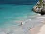 Overhead view of beach from Tulum ruins.