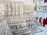 Intricately carved marble walls of Jagdish Jain Temple.