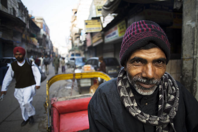 Cycle Rickshaw driver in Paharganj.