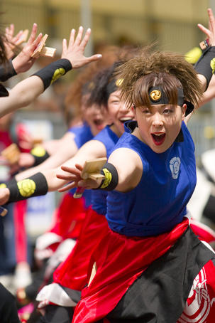 Competitors at the Yosakoi Festival dancing competition.