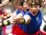 Competitors at the Yosakoi Festival dancing competition.