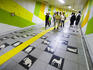 Chequerboard floor tile pattern of animals in Maruyama Subway Station, the entrance to the Maruyama Zoo.