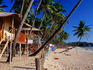 Wooden bungalows on Palolem Beach.