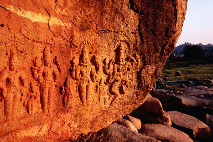 Narashima story carved into boulder.