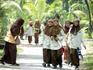 Muslim schoolgirls walking home.