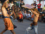 Men in local stick-fighting competition.