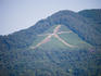 Daimon-ji Mountain with yaki (burn mark) from fire festival.