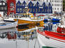 Small boats docked in the harbour, Port of Torshavn.
