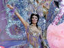 Lady on a float in Carnival's parade (Coso), Santa Cruz Carnival.