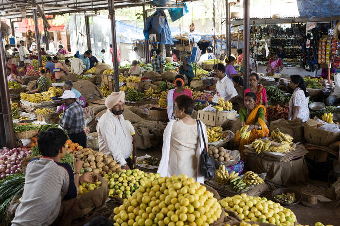 Fruit and vegetables for sale, Panjim municipal market.
