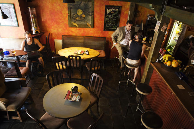 Interior of Znama Firma bar on Husitska Road.