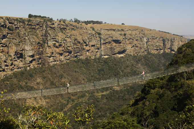 Suspension bridge over Umzimkulwane river, Oribi Gorge Nature Reserve.