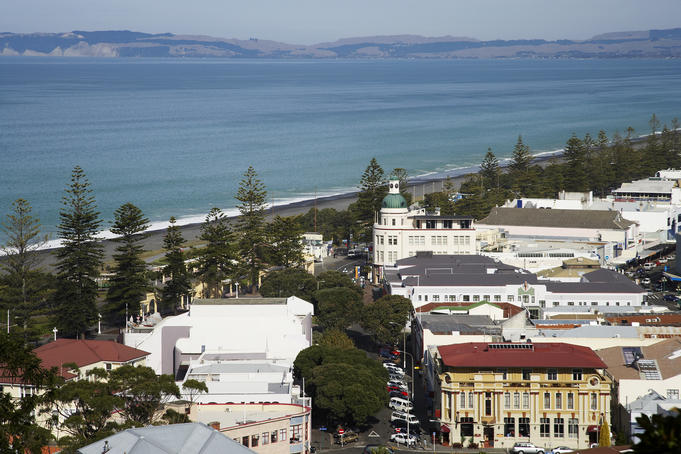 Overhead of Napier and Hawke Bay.