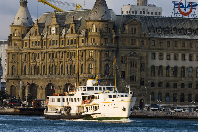 Haydarpasha railway station with ferry in foreground.
